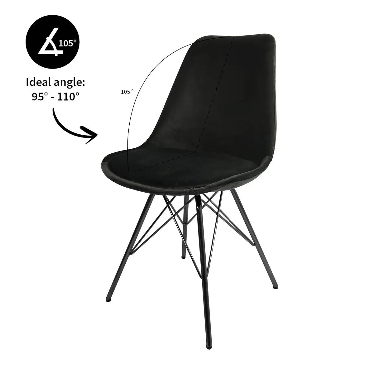 Esszimmerstuhl – Velvet Stoff, Metallgestell, Kuipform Design, Schwarz Farbe - Velvet | Kick