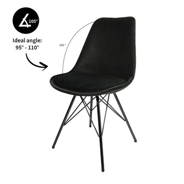 Esszimmerstuhl – Velvet Stoff, Metallgestell, Kuipform Design, Schwarz Farbe - Velvet | Kick