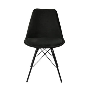 Esszimmerstuhl – Velvet Stoff, Metallgestell, Kuipform Design, Schwarz Farbe - Velvet | Kick