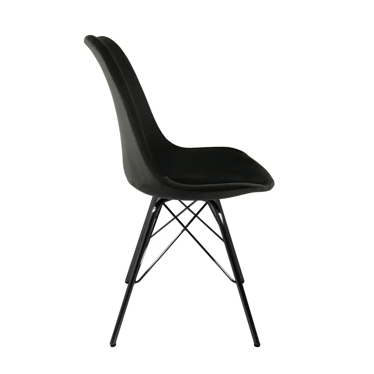 Esszimmerstuhl – Velvet Stoff, Metallgestell, Kuipform Design, Schwarz Farbe - Velvet | Kick