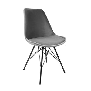 Esszimmerstuhl – Velvet Stoff, Metallgestell, Kuipform Design, Grau Farbe - Velvet | Kick