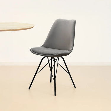 Esszimmerstuhl – Grauer Samt, Schwarzes Metall, Moderne Form - Velvet | Kick Collection