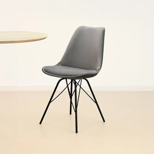Esszimmerstuhl – Velvet Stoff, Metallgestell, Kuipform Design, Grau Farbe - Velvet | Kick