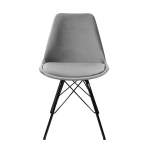 Esszimmerstuhl – Velvet Stoff, Metallgestell, Kuipform Design, Grau Farbe - Velvet | Kick