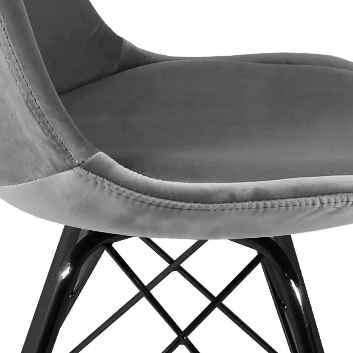 Esszimmerstuhl – Velvet Stoff, Metallgestell, Kuipform Design, Grau Farbe - Velvet | Kick