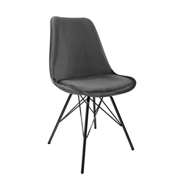 Esszimmerstuhl – Velvet Stoff,Metallgestell, Kuipform Design, Dunkelgrau Farbe - Velvet | Kick
