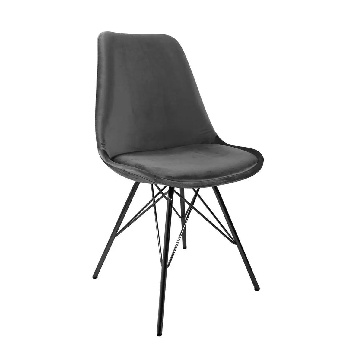 Esszimmerstuhl – Velvet Stoff,Metallgestell, Kuipform Design, Dunkelgrau Farbe - Velvet | Kick