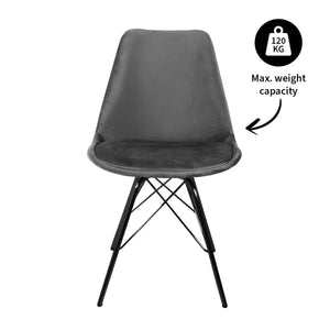 Esszimmerstuhl – Velvet Stoff,Metallgestell, Kuipform Design, Dunkelgrau Farbe - Velvet | Kick