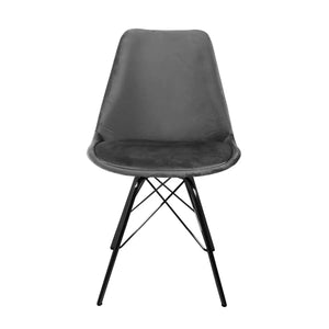 Esszimmerstuhl – Velvet Stoff,Metallgestell, Kuipform Design, Dunkelgrau Farbe - Velvet | Kick