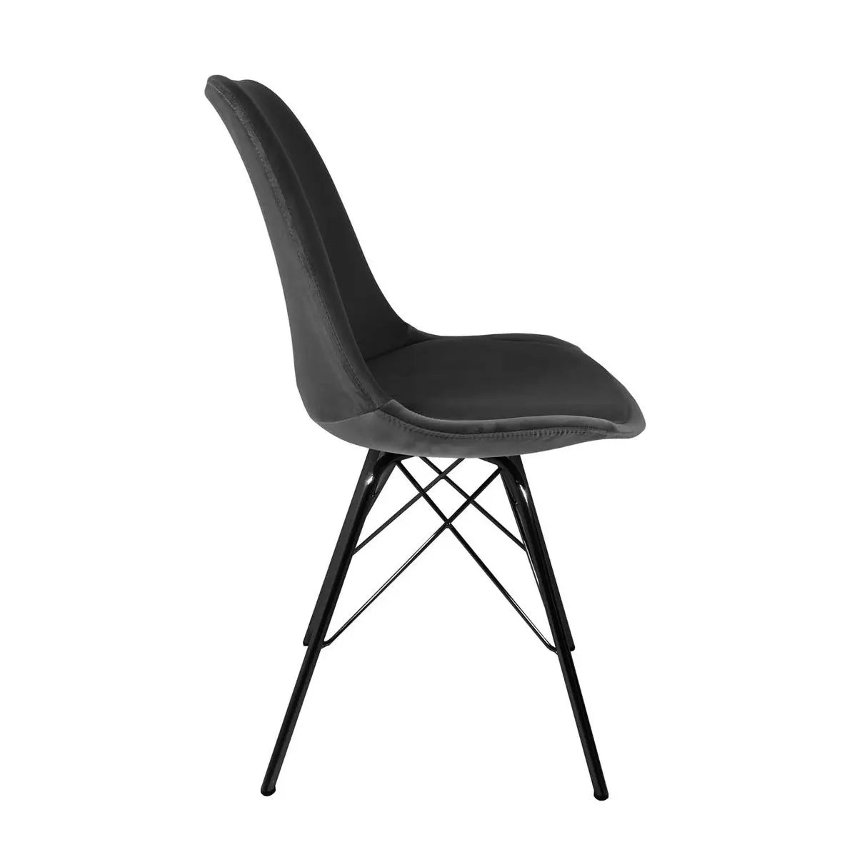 Esszimmerstuhl – Velvet Stoff,Metallgestell, Kuipform Design, Dunkelgrau Farbe - Velvet | Kick