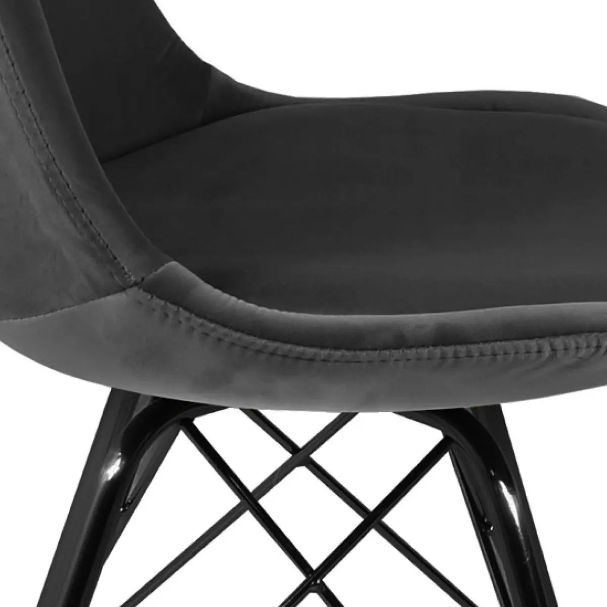 Esszimmerstuhl – Velvet Stoff,Metallgestell, Kuipform Design, Dunkelgrau Farbe - Velvet | Kick