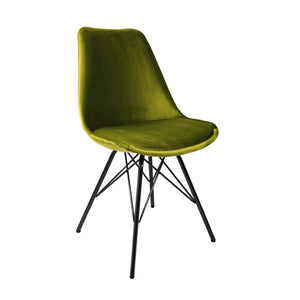 Esszimmerstuhl – Velvet Stoff, Metallgestell, Kuipform Design, Grün Farbe - Velvet | Kick