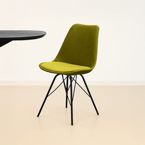 Esszimmerstuhl – Velvet Stoff, Metallgestell, Kuipform Design, Grün Farbe - Velvet | Kick