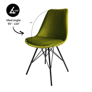 Esszimmerstuhl – Velvet Stoff, Metallgestell, Kuipform Design, Grün Farbe - Velvet | Kick