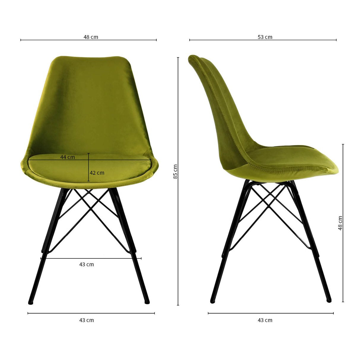 Esszimmerstuhl – Velvet Stoff, Metallgestell, Kuipform Design, Grün Farbe - Velvet | Kick
