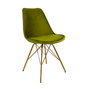 Dining Chair - Velvet Green, Comfortable Shell & Gold Metal Frame – Velvet | Kick Collection