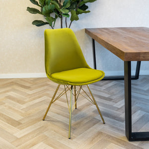 Dining Chair - Velvet Green, Comfortable Shell & Gold Metal Frame – Velvet | Kick Collection