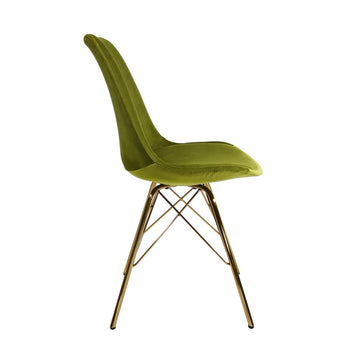 Esszimmerstuhl – Velvet Stoff, Goldfarbenes Metallgestell, Kuipform Design, Grün Farbe - Velvet | Kick