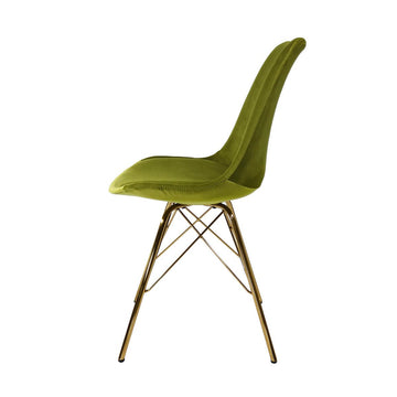 Esszimmerstuhl – Velvet Stoff, Goldfarbenes Metallgestell, Kuipform Design, Grün Farbe - Velvet | Kick