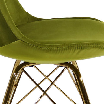 Esszimmerstuhl – Velvet Stoff, Goldfarbenes Metallgestell, Kuipform Design, Grün Farbe - Velvet | Kick