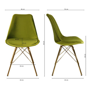 Dining Chair - Velvet Green, Comfortable Shell & Gold Metal Frame – Velvet | Kick Collection