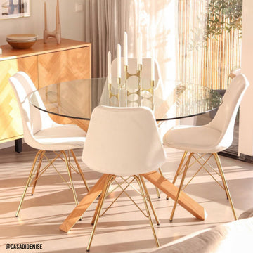 Esszimmerstuhl – Velvet Stoff, Goldfarbenes Metallgestell, Kuipform Design, Grün Farbe - Velvet | Kick