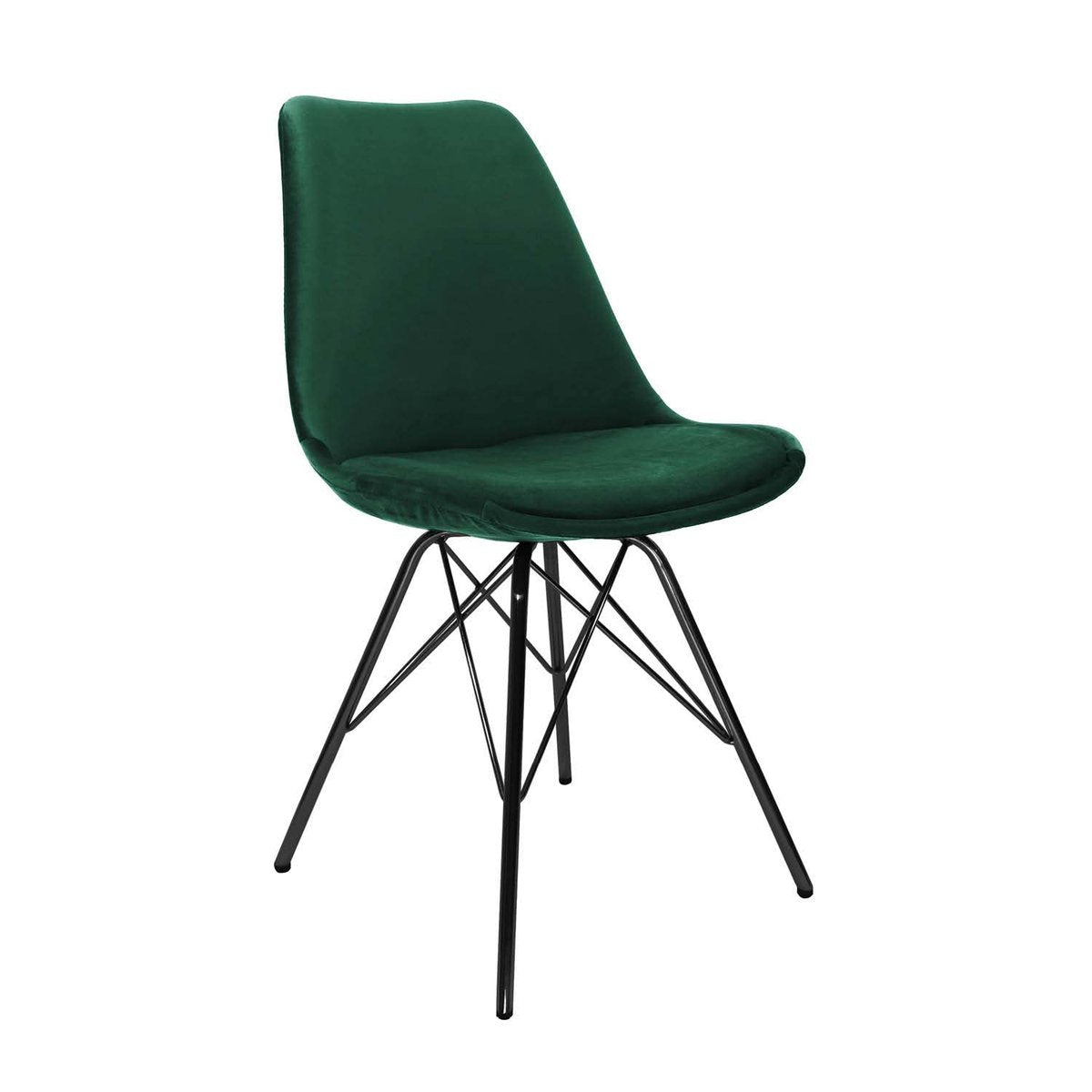 Esszimmerstuhl – Velvet Stoff, Metallgestell, Kuipform Design, Dunkelgrün Farbe - Velvet | Kick