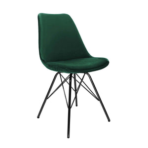 Esszimmerstuhl – Velvet Stoff, Metallgestell, Kuipform Design, Dunkelgrün Farbe - Velvet | Kick