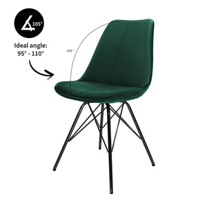 Esszimmerstuhl – Velvet Stoff, Metallgestell, Kuipform Design, Dunkelgrün Farbe - Velvet | Kick