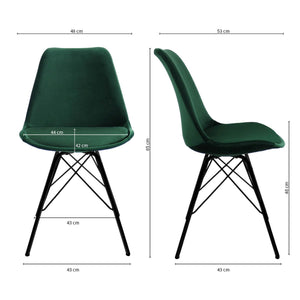 Esszimmerstuhl – Velvet Stoff, Metallgestell, Kuipform Design, Dunkelgrün Farbe - Velvet | Kick
