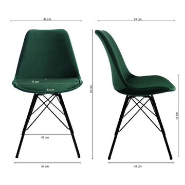 Esszimmerstuhl – Velvet Stoff, Metallgestell, Kuipform Design, Dunkelgrün Farbe - Velvet | Kick