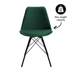 Esszimmerstuhl – Velvet Stoff, Metallgestell, Kuipform Design, Dunkelgrün Farbe - Velvet | Kick