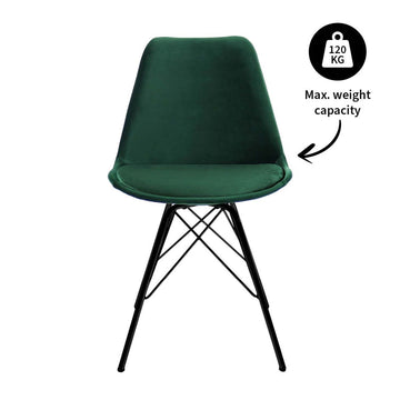 Esszimmerstuhl – Velvet Stoff, Metallgestell, Kuipform Design, Dunkelgrün Farbe - Velvet | Kick