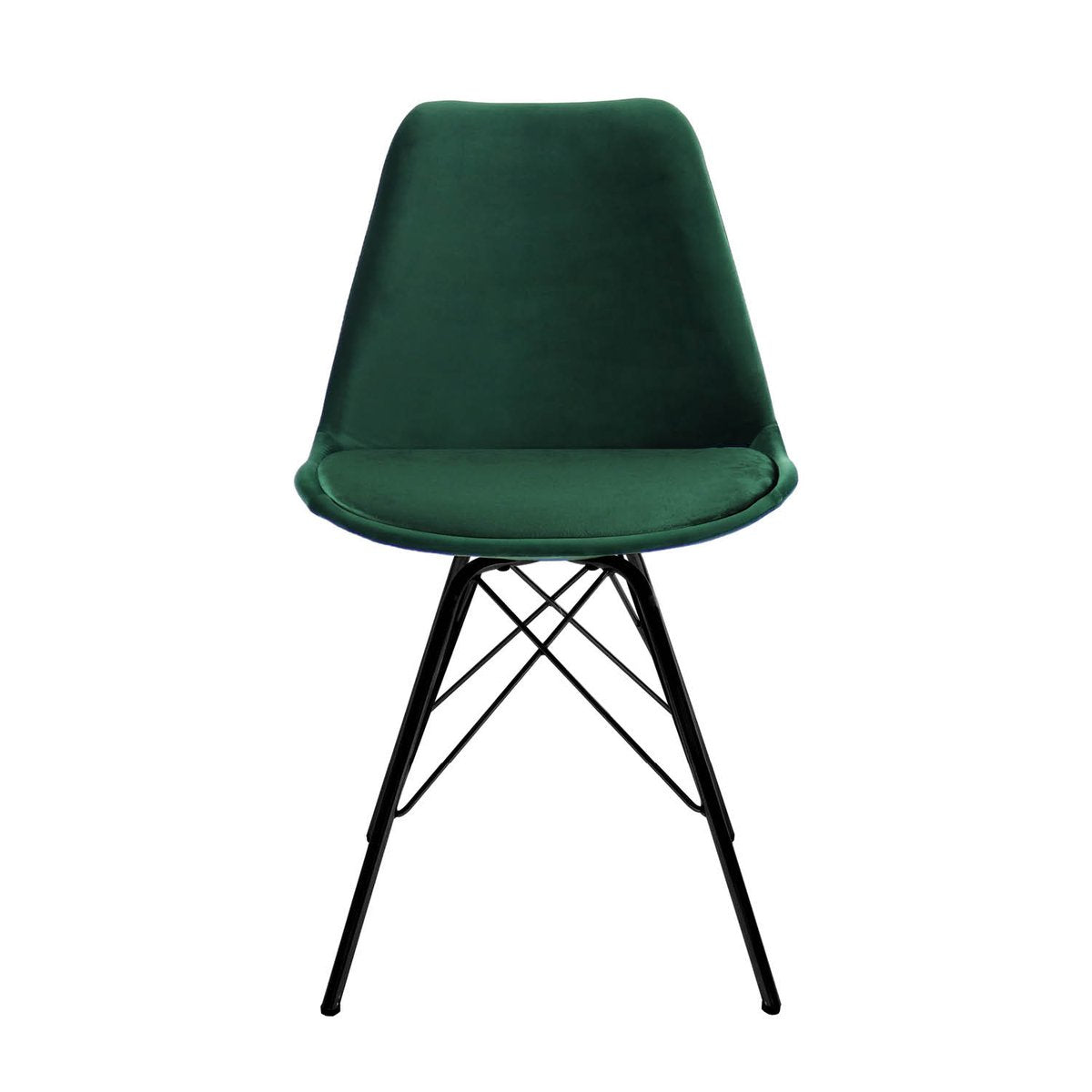 Esszimmerstuhl – Velvet Stoff, Metallgestell, Kuipform Design, Dunkelgrün Farbe - Velvet | Kick