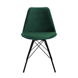 Esszimmerstuhl – Velvet Stoff, Metallgestell, Kuipform Design, Dunkelgrün Farbe - Velvet | Kick