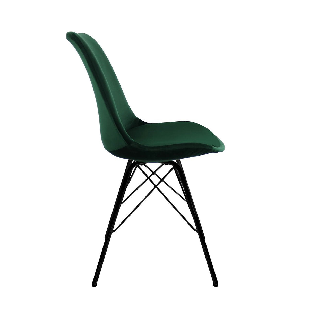 Esszimmerstuhl – Velvet Stoff, Metallgestell, Kuipform Design, Dunkelgrün Farbe - Velvet | Kick