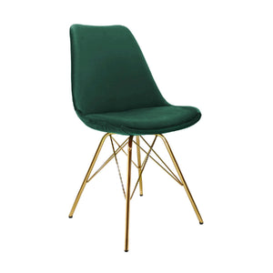 Dining Chair - Velvet Dark Green, Comfort Shell & Metal Frame Gold – Velvet | Kick Collection