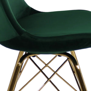 Dining Chair - Velvet Dark Green, Comfort Shell & Metal Frame Gold – Velvet | Kick Collection