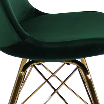 Dining Chair - Velvet Dark Green, Comfort Shell & Metal Frame Gold – Velvet | Kick Collection