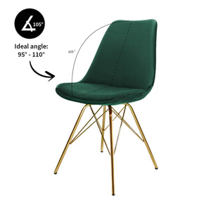 Dining Chair - Velvet Dark Green, Comfort Shell & Metal Frame Gold – Velvet | Kick Collection