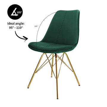 Dining Chair - Velvet Dark Green, Comfort Shell & Metal Frame Gold – Velvet | Kick Collection