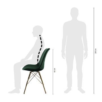 Dining Chair - Velvet Dark Green, Comfort Shell & Metal Frame Gold – Velvet | Kick Collection