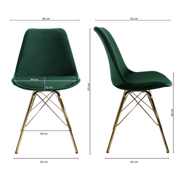Dining Chair - Velvet Dark Green, Comfort Shell & Metal Frame Gold – Velvet | Kick Collection
