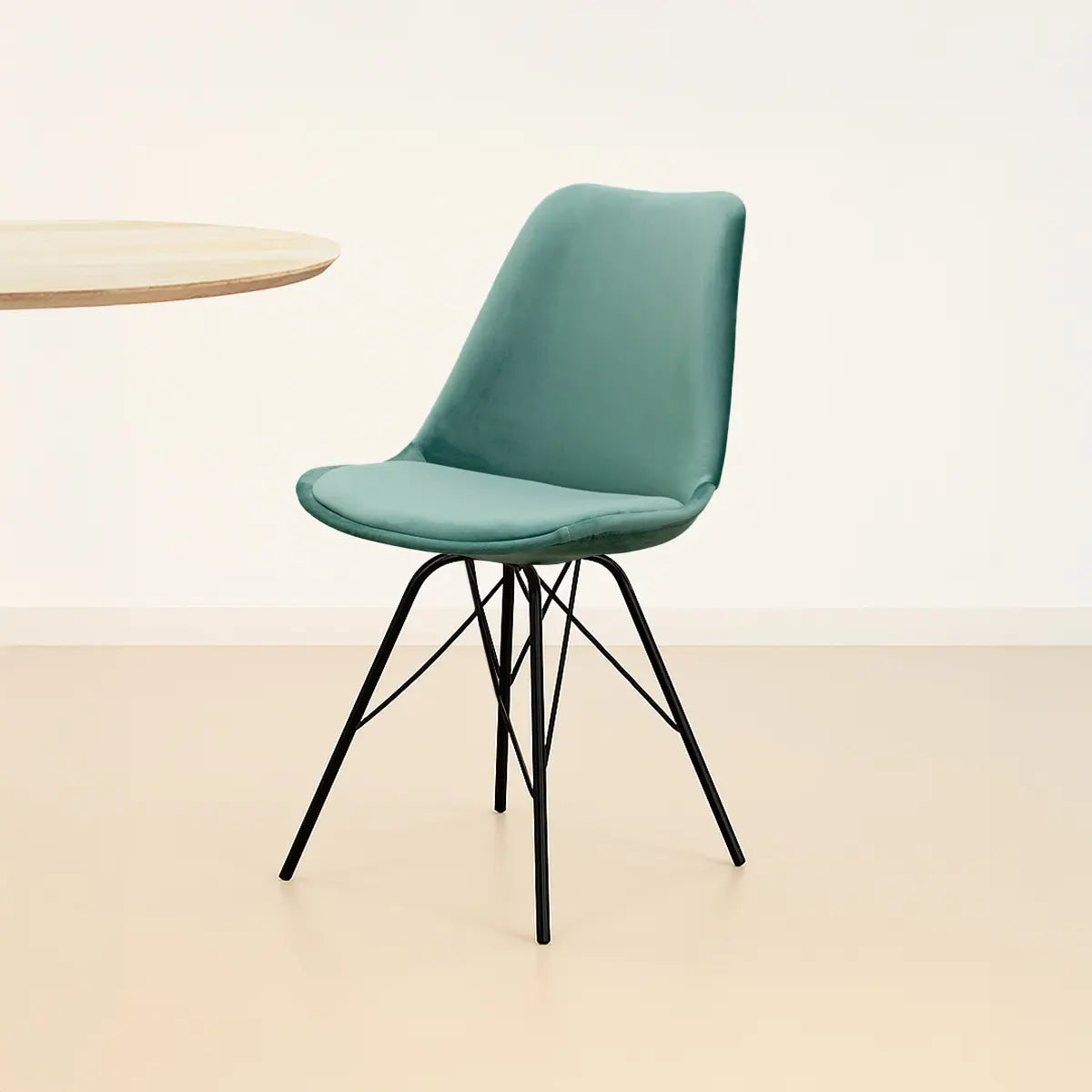 Esszimmerstuhl – Velvet Stoff, Metallgestell, Kuipform Design, Mintgrün Farbe - Velvet | Kick