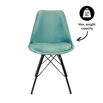 Esszimmerstuhl – Velvet Stoff, Metallgestell, Kuipform Design, Mintgrün Farbe - Velvet | Kick