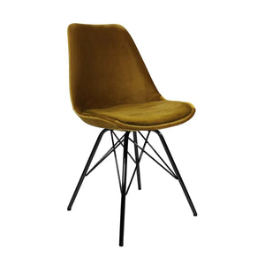 Esszimmerstuhl – Velvet Stoff, Metallgestell, Kuipform Design, Gold Farbe - Velvet | Kick