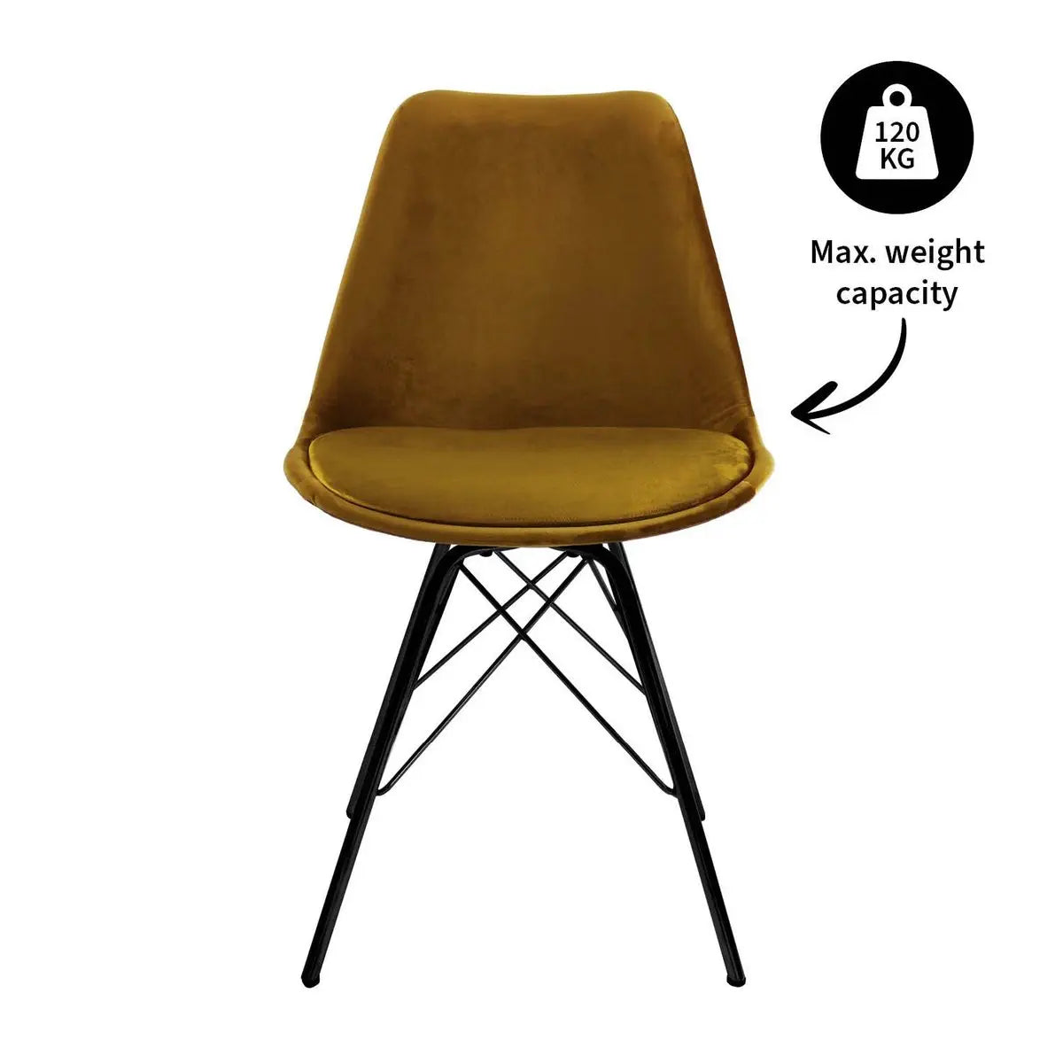 Esszimmerstuhl – Velvet Stoff, Metallgestell, Kuipform Design, Gold Farbe - Velvet | Kick