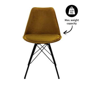 Esszimmerstuhl – Velvet Stoff, Metallgestell, Kuipform Design, Gold Farbe - Velvet | Kick