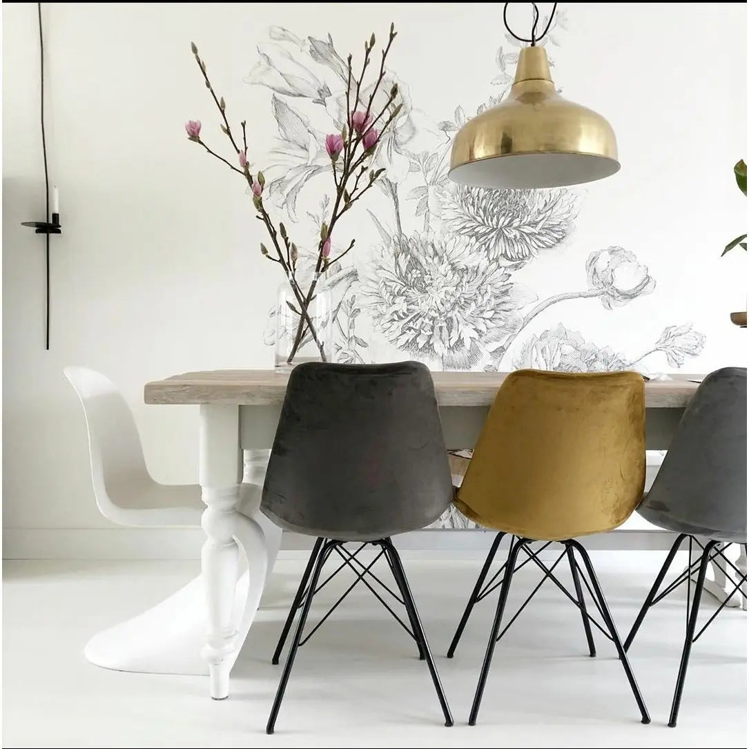 Esszimmerstuhl – Velvet Stoff, Metallgestell, Kuipform Design, Gold Farbe - Velvet | Kick