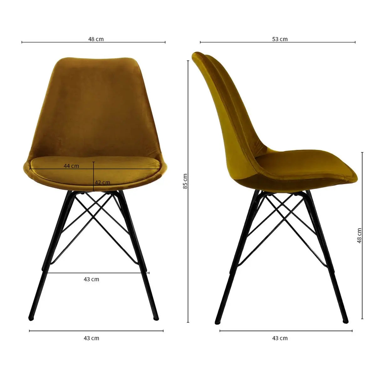 Esszimmerstuhl – Velvet Stoff, Metallgestell, Kuipform Design, Gold Farbe - Velvet | Kick